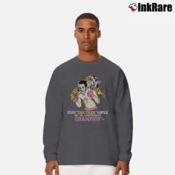 Men’s Tony The Tiger Lopez 90s Boxing Champion Long-Sleeve Shirt in charcoal | Sleek, Lightweight, Year-Round Wear