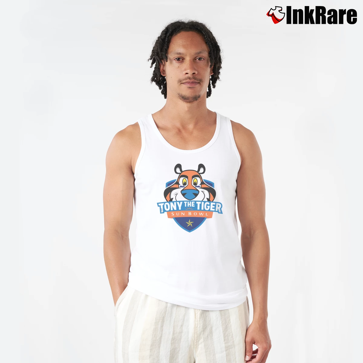 Tony The Tiger Sun Bowl Men’s Performance Tank in white – Lightweight Comfort Men’s Tony The Tiger Sun Bowl Tank Top in white | Breathable, Active-Friendly Design