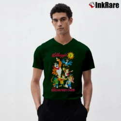 Men’s Tony The Tiger X Breakfast Club Cereal V-Neck Tee in forest green | Sharp, Breathable, Everyday Staple