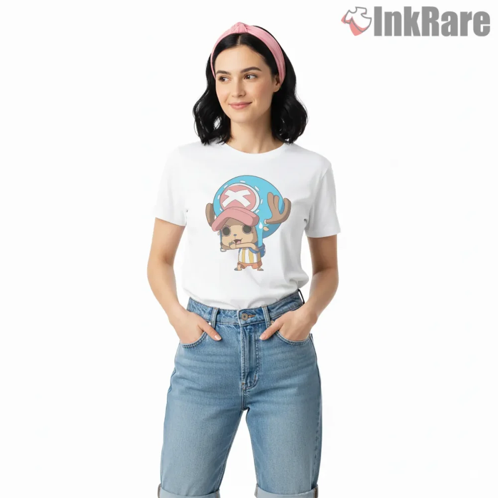 Tony Tony Chopper Cute Chibi Doctor Anime Shirt on white short sleeve shirt for women graphic tee
