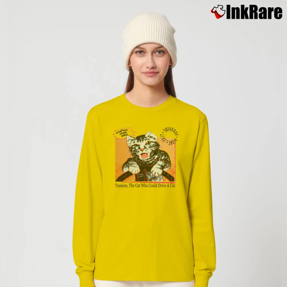 Women’s Toonces The Driving Cat Classic Long-Sleeve Top in yellow | Sleek, Versatile, All-Season