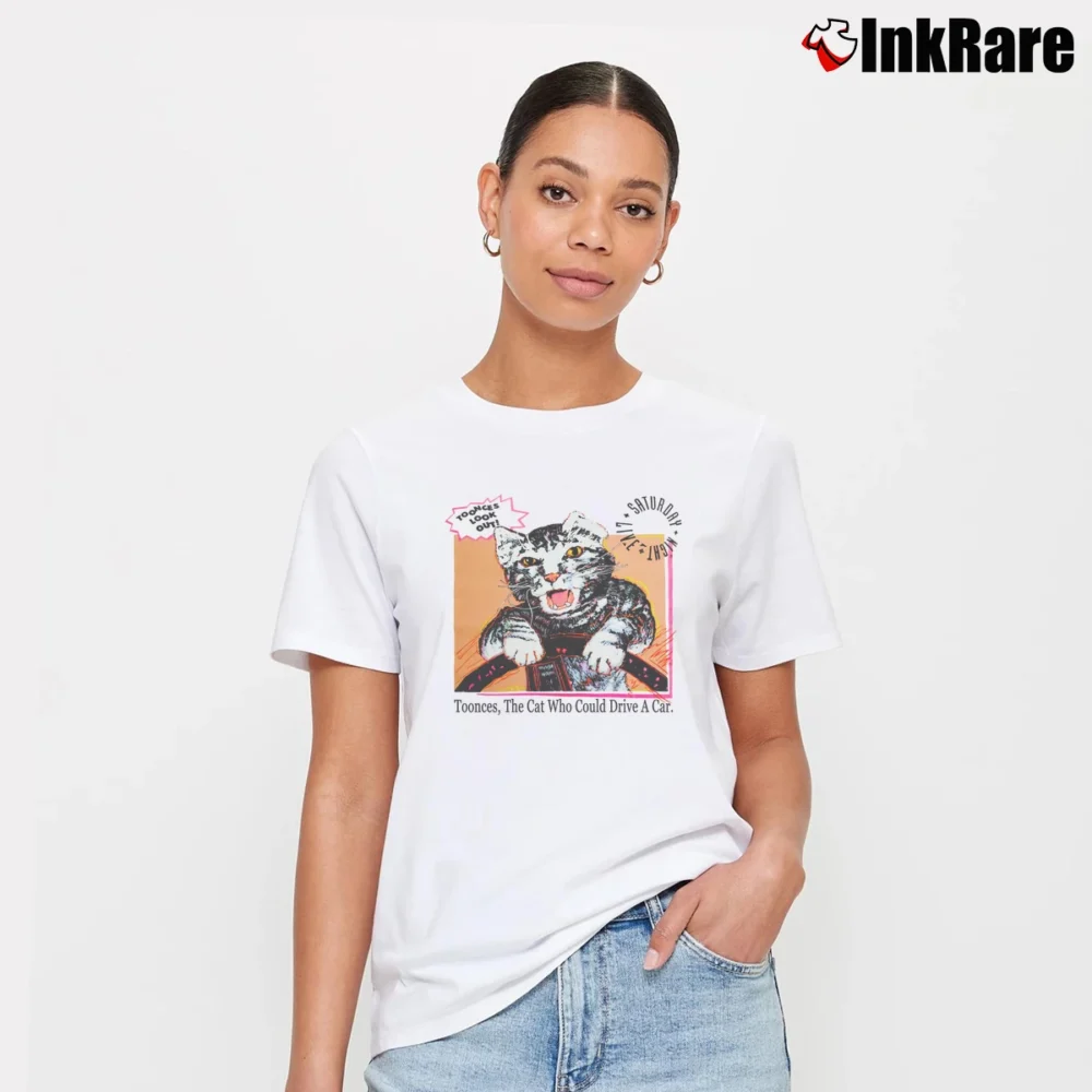 Women’s Toonces The Driving Cat Classic Signature T-Shirt in white | Soft, Flattering Fit