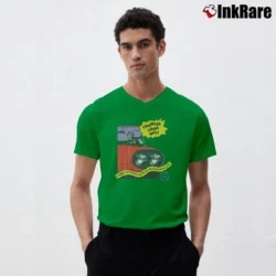 Men’s Toonces The Driving Cat SNL Classic 1991 V-Neck Tee in irish green | Sharp, Breathable, Everyday Staple