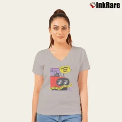 Women’s Toonces The Driving Cat SNL Classic 1991 V-Neck Tee in sport grey | Chic Neckline, Soft Texture