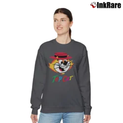 Women’s Top Cat Cartoon Graphic Relaxed Sweatshirt in charcoal | Soft, Laid-Back Vibe