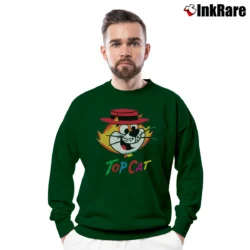 Men’s Top Cat Cartoon Graphic Crewneck Sweatshirt in forest green | Cozy Fabric, Clean Style