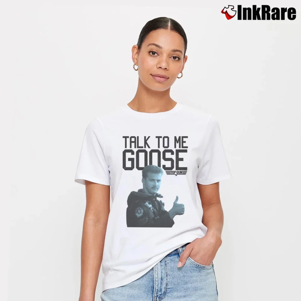 Women’s Top Gun Talk To Me Goose Signature T-Shirt in white | Soft, Flattering Fit