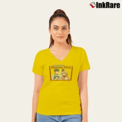 Women’s Toradora Anime Diner Graphic V-Neck Tee in yellow | Chic Neckline, Soft Texture