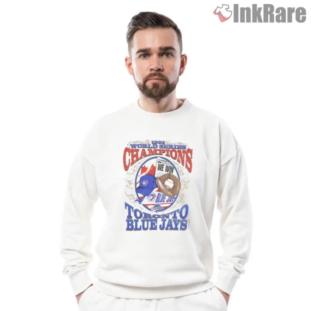 Toronto Blue Jays 1993 World Series Champions Shirt with cap glove and headline art