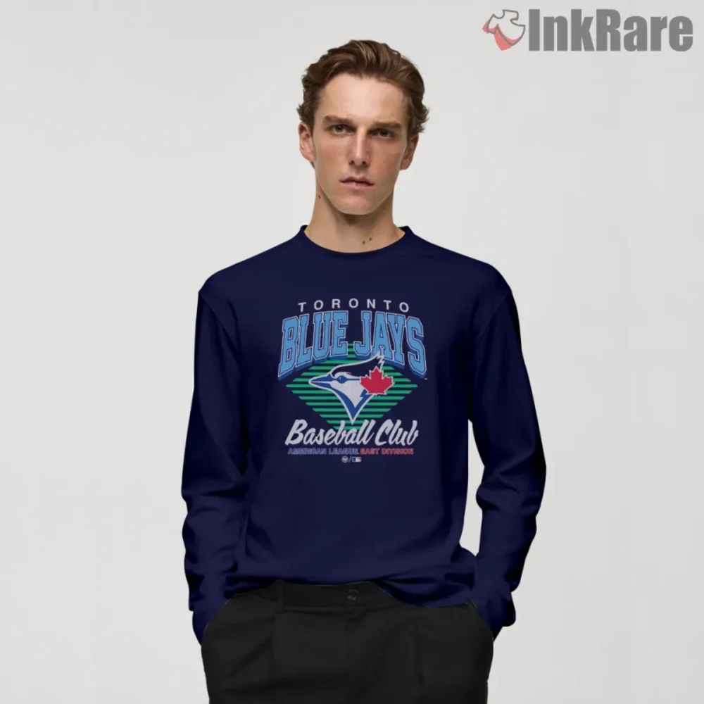 Toronto Blue Jays Baseball Club Shirt league graphic on navy long sleeve