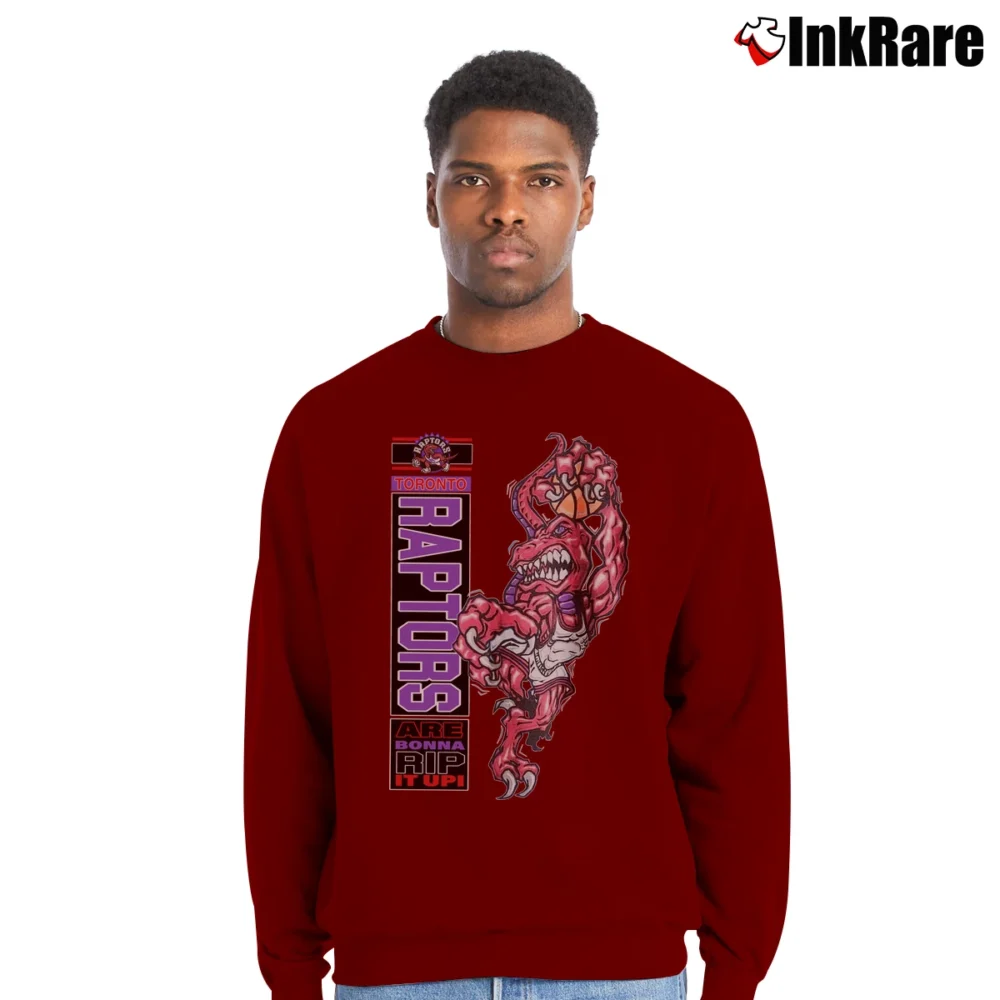 Men’s Toronto Raptors Crazy Mascot 90s NBA Graphic Crewneck Sweatshirt in maroon | Cozy Fabric, Clean Style