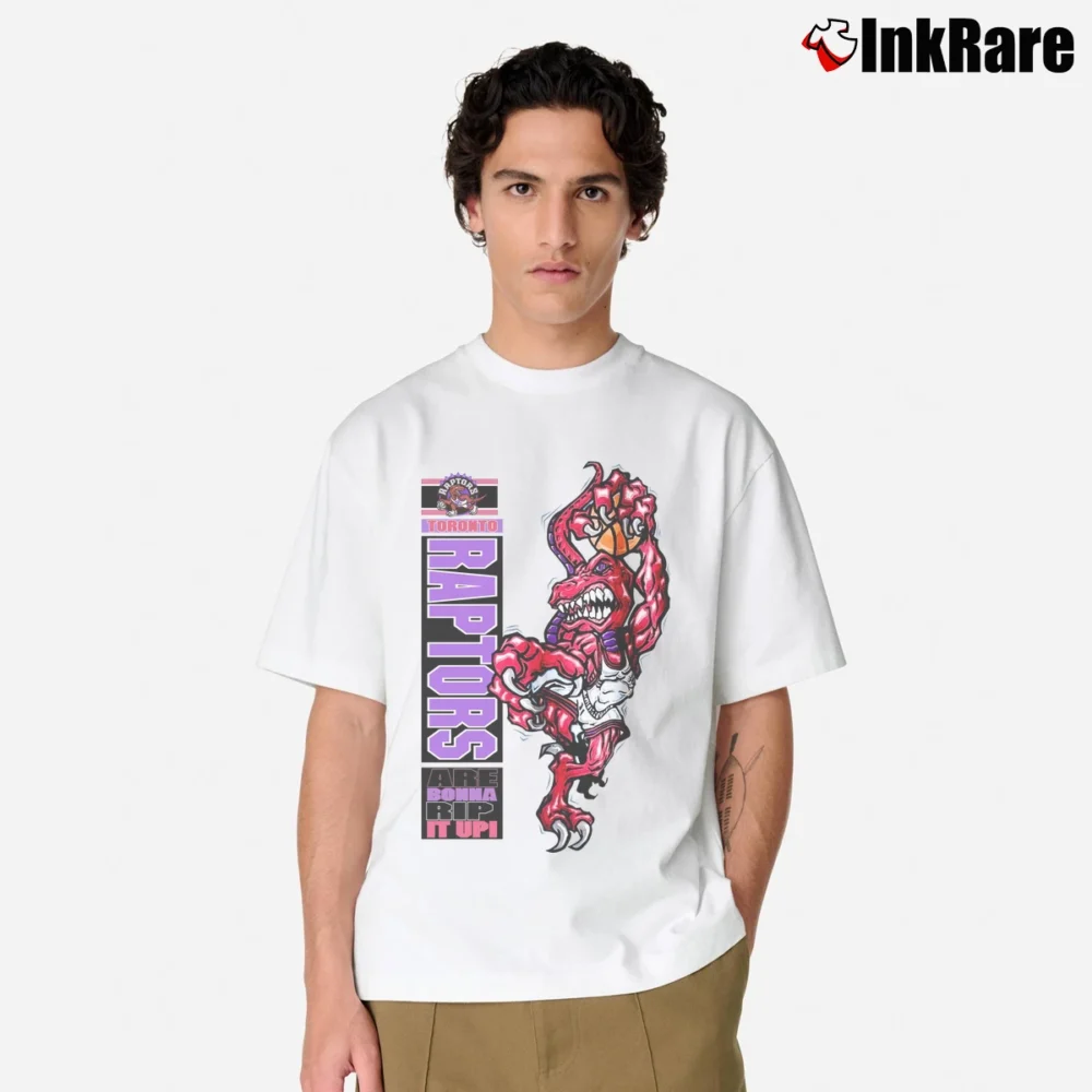 Men’s Toronto Raptors Crazy Mascot Logo 90s Basketball Classic T-Shirt in white | Soft, Breathable Everyday Wear