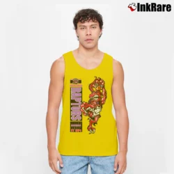 Men’s Toronto Raptors Crazy Mascot Logo 90s Basketball Tank Top in yellow | Breathable, Active-Friendly Design