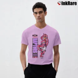 Men’s Toronto Raptors Crazy Mascot Logo 90s Basketball V-Neck Tee in light pink | Sharp, Breathable, Everyday Staple