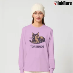 Women’s Tortitude Cat Feisty Tortoiseshell Kitty Long-Sleeve Top in light pink | Sleek, Versatile, All-Season
