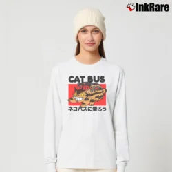 Women’s Totoro Cat Bus Style Graphic Long-Sleeve Top in white | Sleek, Versatile, All-Season