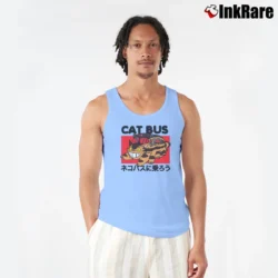 Men’s Totoro Cat Bus Style Graphic Tank Top in light blue | Breathable, Active-Friendly Design
