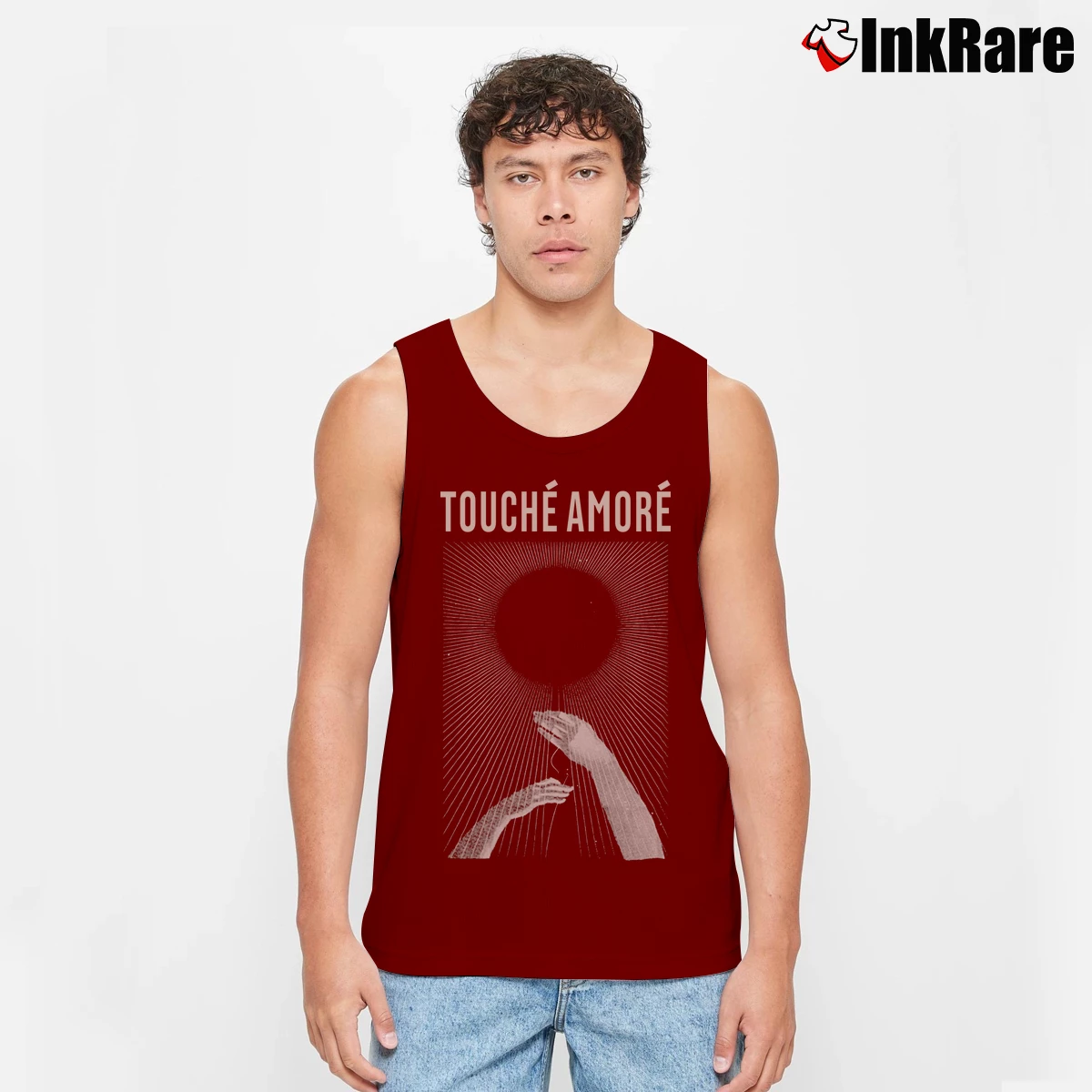Men’s Touche Amore Threads Graphic Punk Tank Top in maroon | Breathable, Active-Friendly Design
