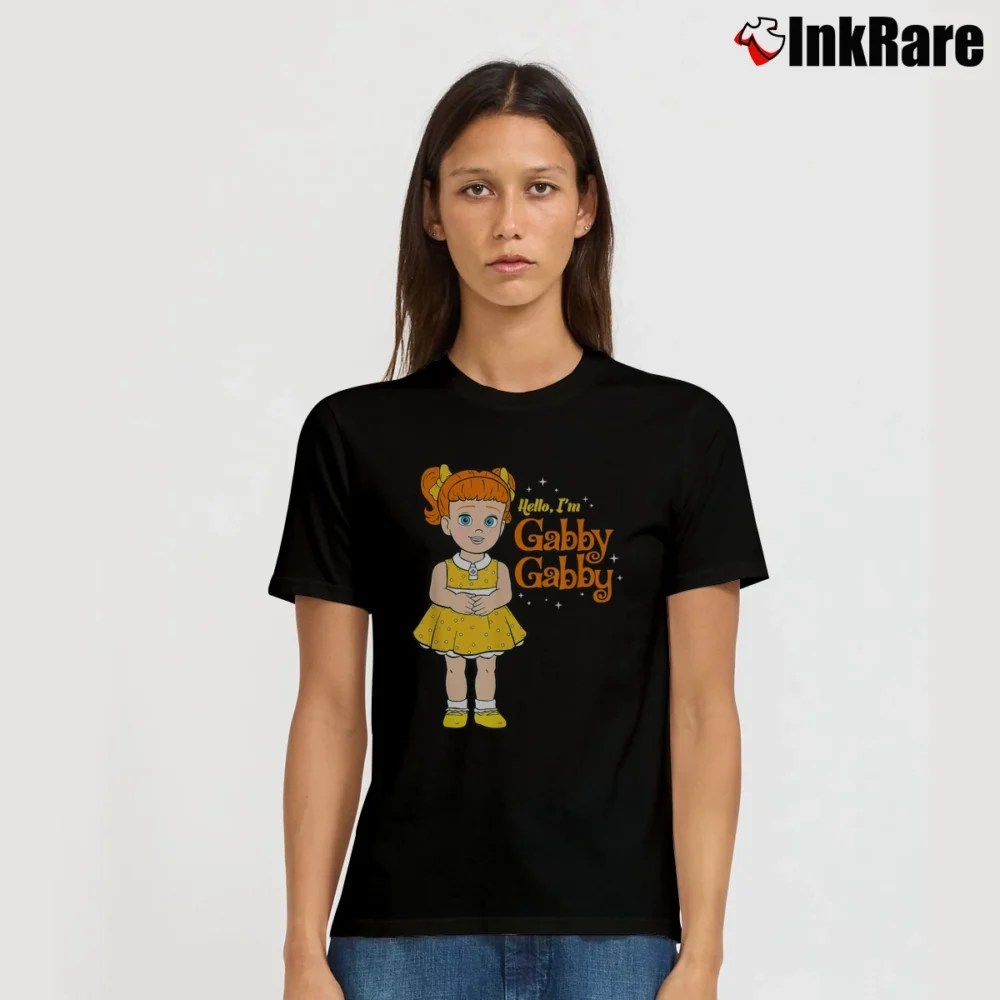 Women’s Toy Story 4 Hello I'm Gabby Gabby Character Signature T-Shirt in black | Soft, Flattering Fit