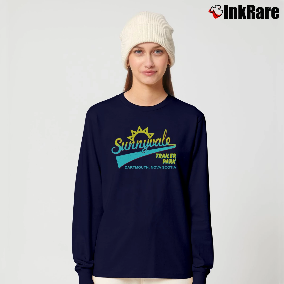 Women’s Trailer Park Boys Sunnyvale Front Graphic Long-Sleeve Top in navy | Sleek, Versatile, All-Season