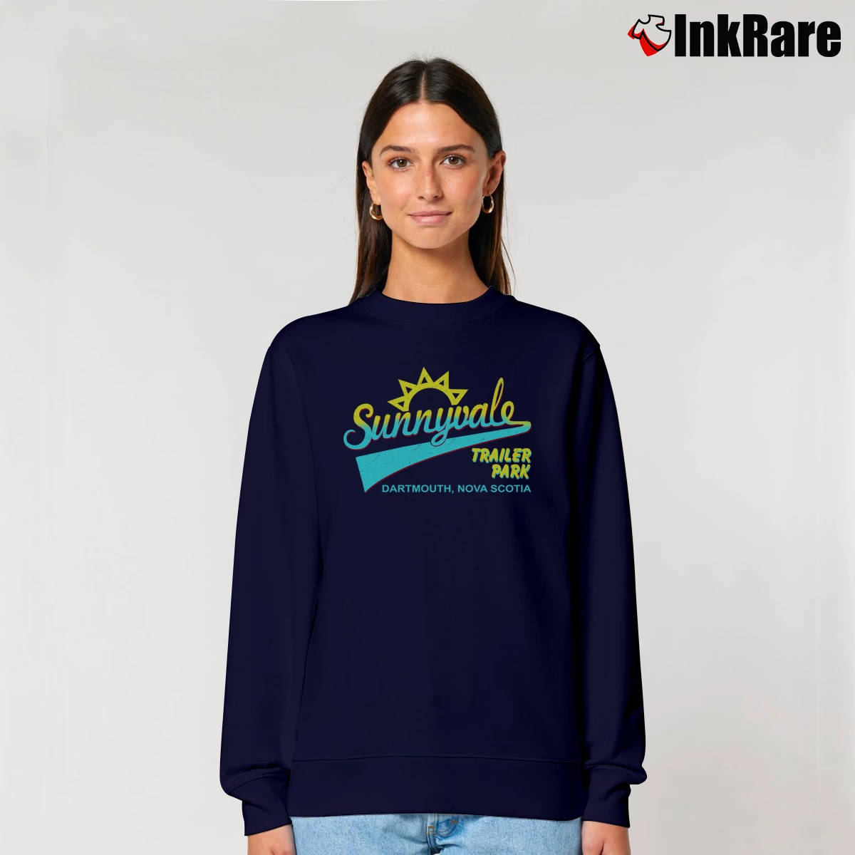 Women’s Trailer Park Boys Sunnyvale Front Graphic Relaxed Sweatshirt in navy | Soft, Laid-Back Vibe