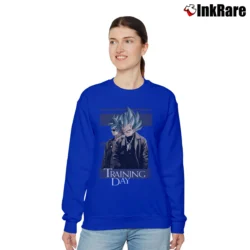 Women’s Training Day Goku Vegeta DBZ Workout Relaxed Sweatshirt in royal blue | Soft, Laid-Back Vibe