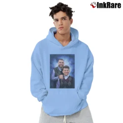 Men’s Travis Kelce Patrick Mahomes Stepbrothers Poster Pullover Hoodie in light blue | Cozy, Durable, Modern Fit