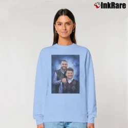 Women’s Travis Kelce Patrick Mahomes Stepbrothers Poster Relaxed Sweatshirt in light blue | Soft, Laid-Back Vibe