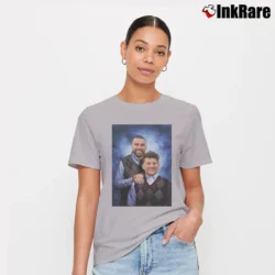 Women’s Travis Kelce Patrick Mahomes Stepbrothers Poster Signature T-Shirt in sport grey | Soft, Flattering Fit