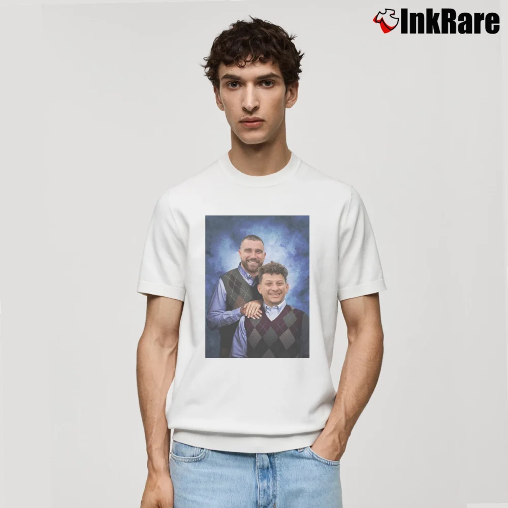 Men’s Travis Kelce Patrick Mahomes Stepbrothers Poster Classic T-Shirt in white | Soft, Breathable Everyday Wear