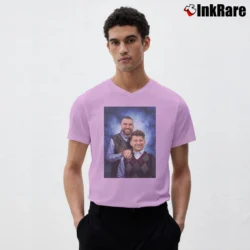 Men’s Travis Kelce Patrick Mahomes Stepbrothers Poster V-Neck Tee in light pink | Sharp, Breathable, Everyday Staple