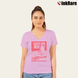 Women’s Treaty Oak Revival 2024 Tour V-Neck Tee in light pink | Chic Neckline, Soft Texture