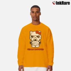 Men’s Trendy Hello Kitty Stormtrooper Star Wars Funny Long-Sleeve Shirt in orange | Sleek, Lightweight, Year-Round Wear
