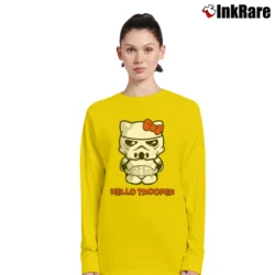 Women’s Trendy Hello Kitty Stormtrooper Star Wars Funny Long-Sleeve Top in yellow | Sleek, Versatile, All-Season