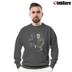 Men’s Triple H WWE Distressed Graphic Crewneck Sweatshirt in charcoal | Cozy Fabric, Clean Style