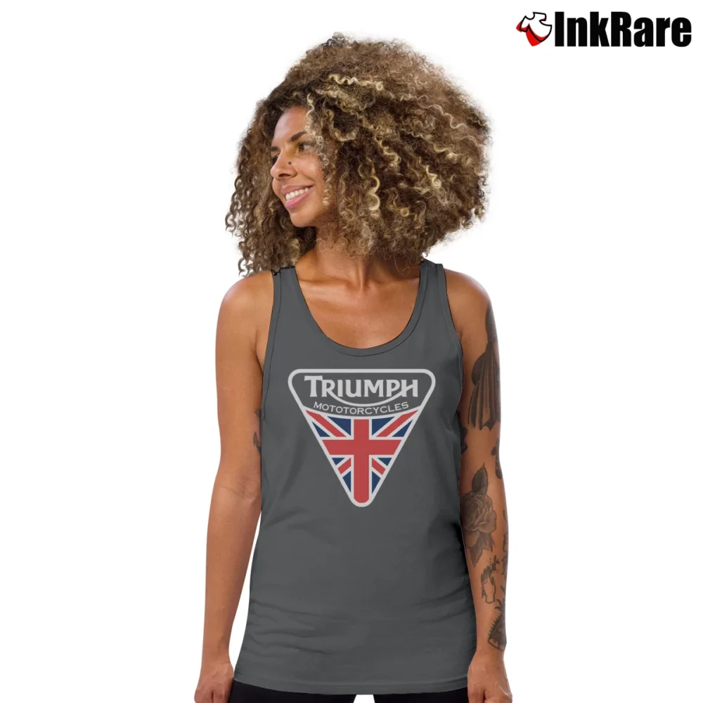 Women’s Triumph Badge Lucky Brand Tank Top in charcoal | Lightweight, Movement-Friendly