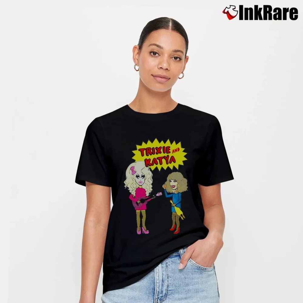 Women’s Trixie And Katya Drag Queen Signature T-Shirt in black | Soft, Flattering Fit