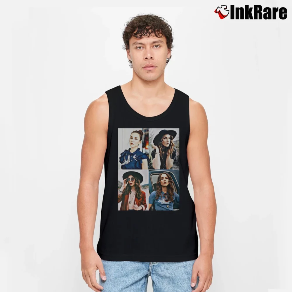 Men’s Troian Bellisario Collage Tank Top in black | Breathable, Active-Friendly Design