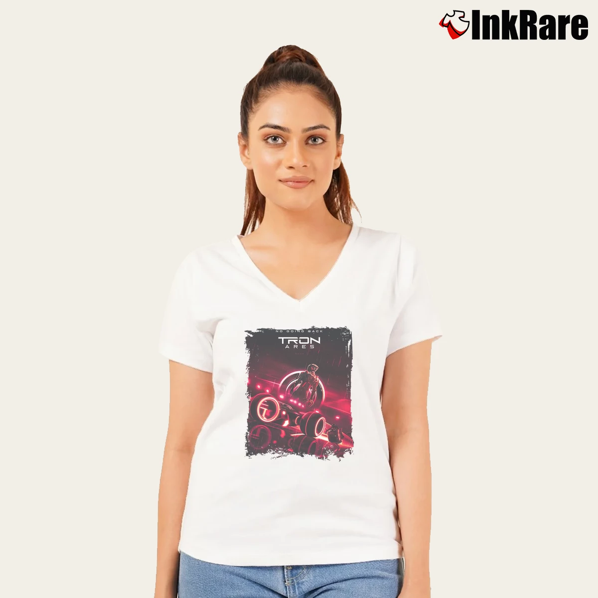 Women’s Tron Ares No Going Back V-Neck Tee in white | Chic Neckline, Soft Texture