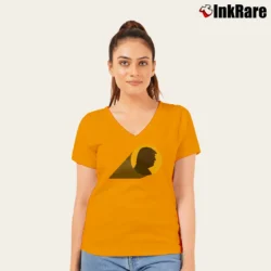 Women’s Trump Batman Bat Signal Anti Biden Political Parody V-Neck Tee in orange | Chic Neckline, Soft Texture
