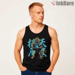 Trunks Super Saiyan Sword Aura Power Shirt on black tank top for men graphic tee