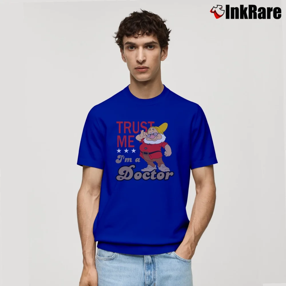 Men’s Trust Me I'm A Doctor Doc Snow And The Seven Dwarf Disney Park Walt Disney World Character Classic T-Shirt in royal blue | Soft, Breathable Everyday Wear