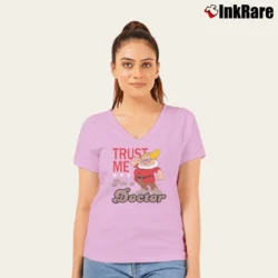 Women’s Trust Me I'm A Doctor Doc Snow And The Seven Dwarf Disney Park Walt Disney World Character V-Neck Tee in light pink | Chic Neckline, Soft Texture