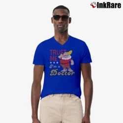 Men’s Trust Me I'm A Doctor Doc Snow And The Seven Dwarf Disney Park Walt Disney World Character V-Neck Tee in royal blue | Sharp, Breathable, Everyday Staple