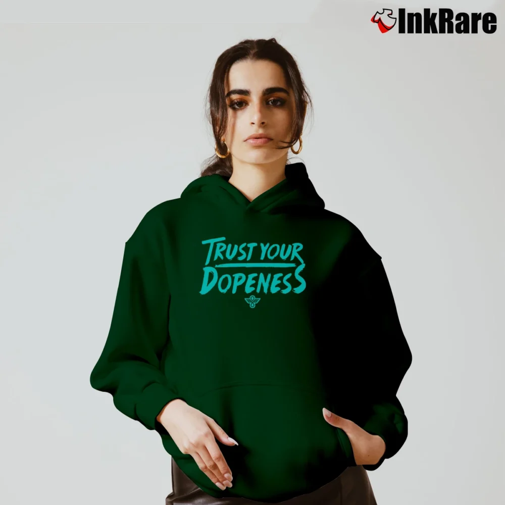 Women’s Trust Your Dopeness Motivational Cozy Hoodie in forest green | Warm, Structured, Stylish