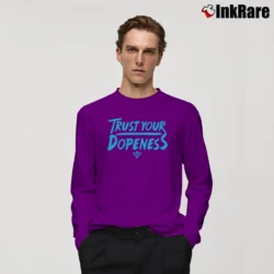Men’s Trust Your Dopeness Motivational Long-Sleeve Shirt in purple | Sleek, Lightweight, Year-Round Wear