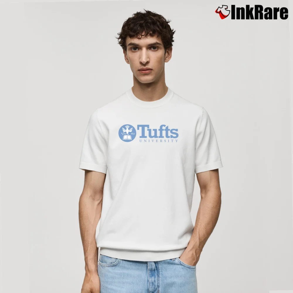 Men’s Tufts University Seal Blue Logo Classic T-Shirt in white | Soft, Breathable Everyday Wear