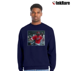 Men’s Tupac 2pac Thug Red Wings Tribute Crewneck Sweatshirt in navy | Cozy Fabric, Clean Style