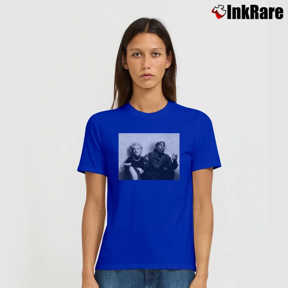 Women’s Tupac And Marilyn Monroe Graphic Signature T-Shirt in royal blue | Soft, Flattering Fit
