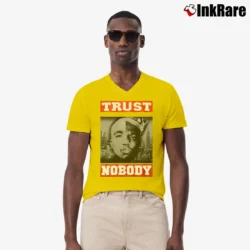 Men’s Tupac Biggie Trust Nobody Graphic V-Neck Tee in yellow | Sharp, Breathable, Everyday Staple
